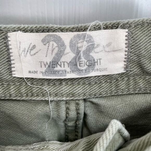 We The Free Free People Distressed Torn Knee Green Denim Pants Women’s Size 28 - Picture 3 of 6